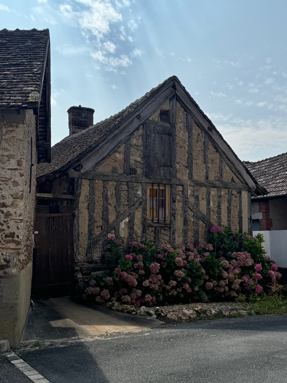 Half timbered house in Saint Gondon