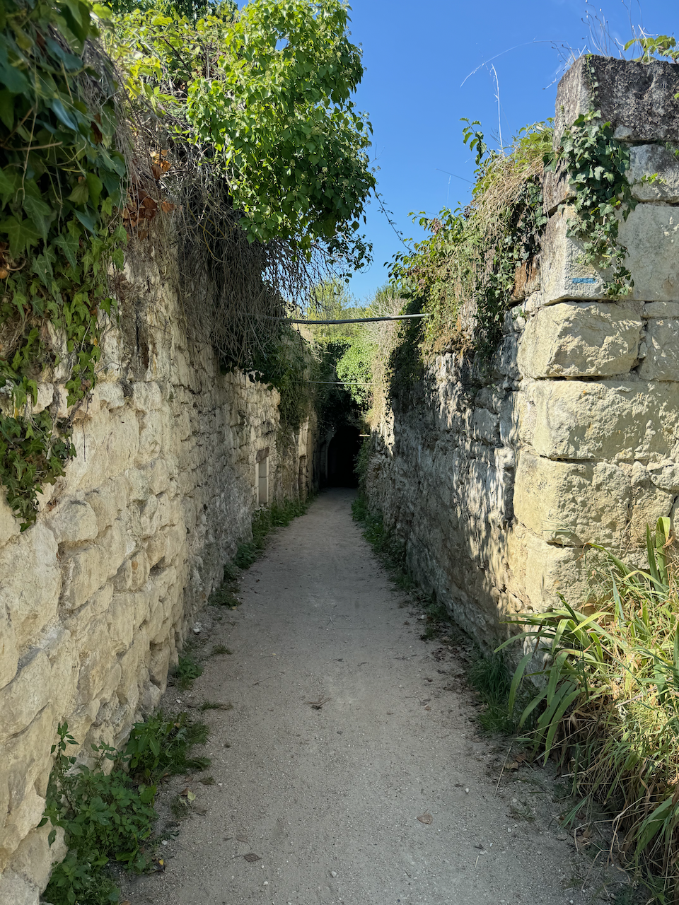 Entering the troglodyte caves at Souzay