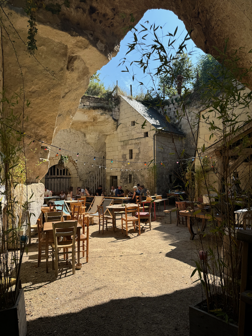 Café in the troglodyte caves at Souzay