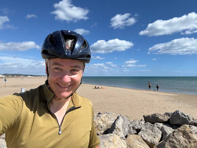 Selfie to celebrate reaching the Mediterranean