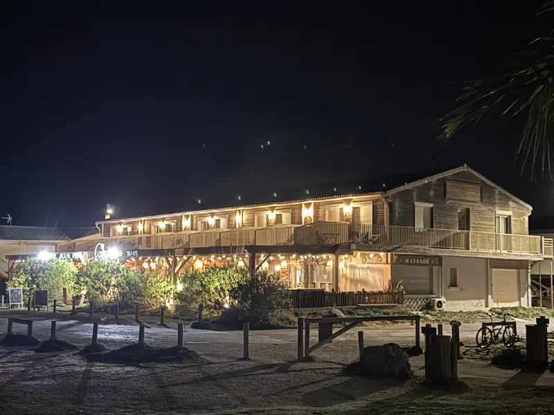 The hotel at night